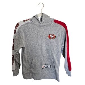 NFL San Francisco 49ers Hoodie gray youth 10-12 logo sleeve pullover pockets